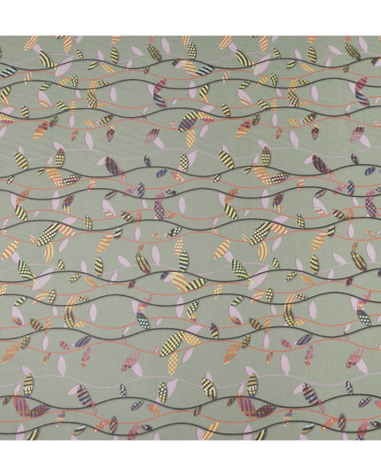 Sage Green Leaf Cotton Lawn Fabric - Regal Fabrics
