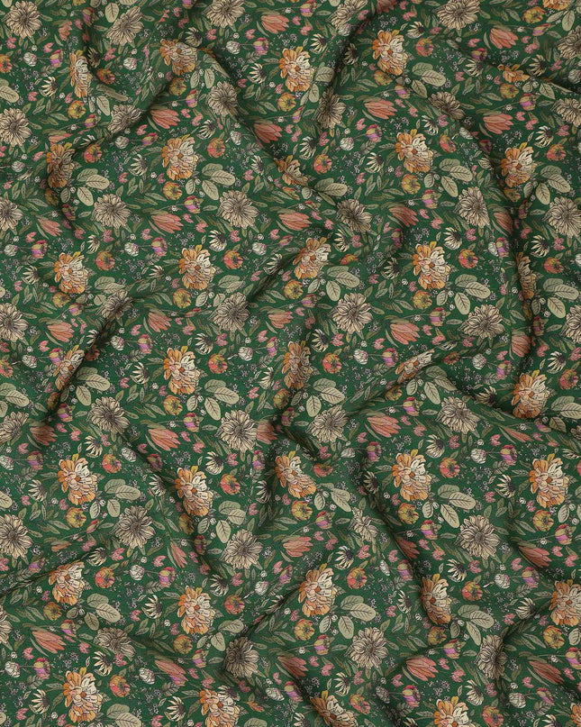 Forest Green Pure Silk Crepe Fabric 110cm