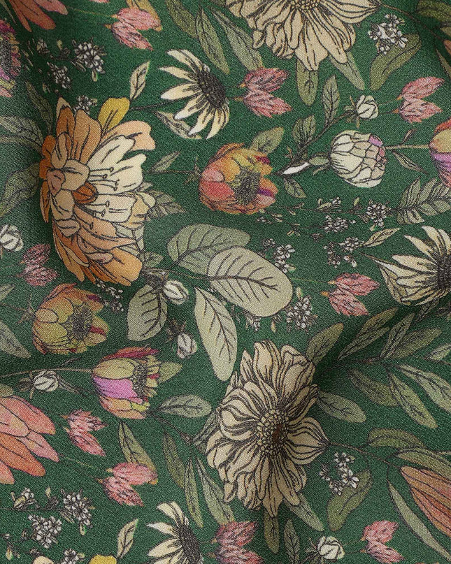 Forest Green Pure Silk Crepe Fabric 110cm