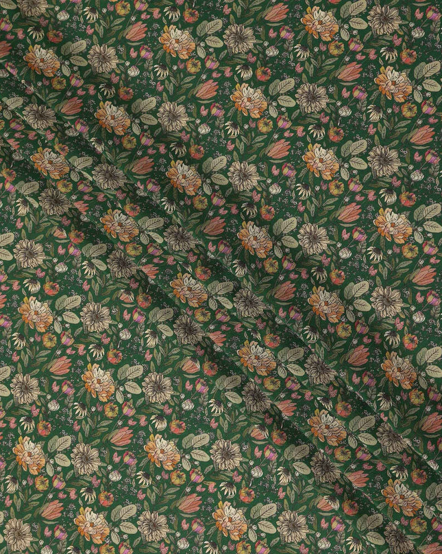 Forest Green Pure Silk Crepe Fabric 110cm