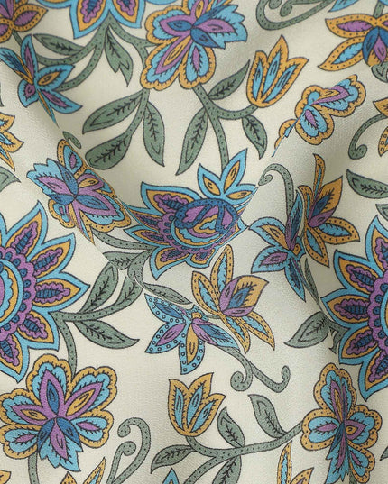 Ivory White Pure Silk Crepe Fabric 110cm
