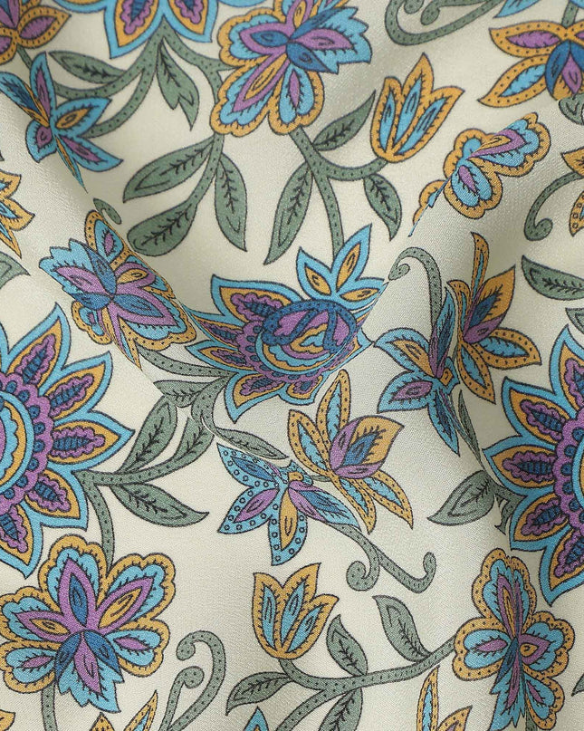 Ivory White Pure Silk Crepe Fabric 110cm