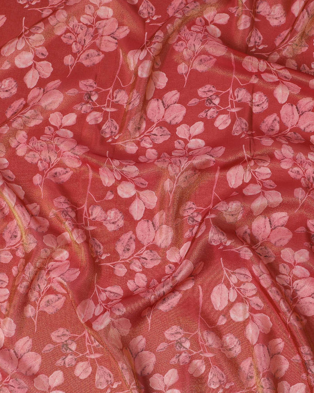 Elegant Coral Pink Floral Organza Fabric - 110cm Wide, Sheer Lightweight Design for Dresses & Décor-D18936 Regal Fabrics