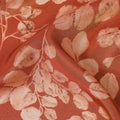 قماش أورجانزا سيينا المحروق - تصميم بصمة أوراق رقيقة، عرض 110 سم، نسيج شفاف فاخر-D18937