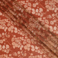 قماش أورجانزا سيينا المحروق - تصميم بصمة أوراق رقيقة، عرض 110 سم، نسيج شفاف فاخر-D18937