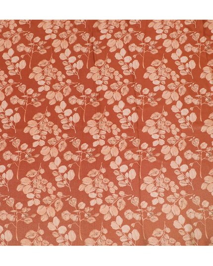 Burnt Sienna Organza Fabric - Delicate Leaf Imprint Design, 110cm Width, Luxurious Sheer Texture-D18937