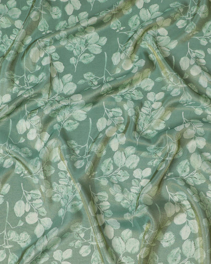 Mint Green Organza Fabric - Tranquil Leaf Pattern, Light-Diffusing Sheerness, 110cm Wide-D18938