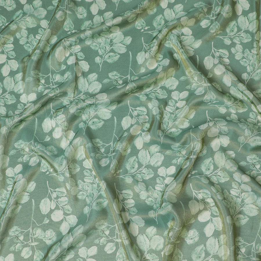 Mint Green Organza Fabric - Tranquil Leaf Pattern, Light-Diffusing Sheerness, 110cm Wide-D18938