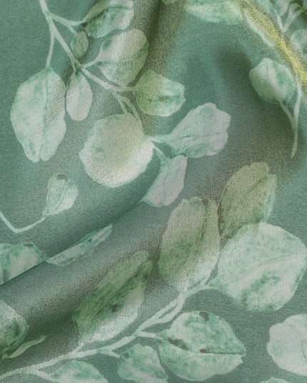 Mint Green Organza Fabric - Tranquil Leaf Pattern, Light-Diffusing Sheerness, 110cm Wide-D18938