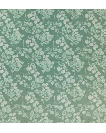 Mint Green Organza Fabric - Tranquil Leaf Pattern, Light-Diffusing Sheerness, 110cm Wide-D18938