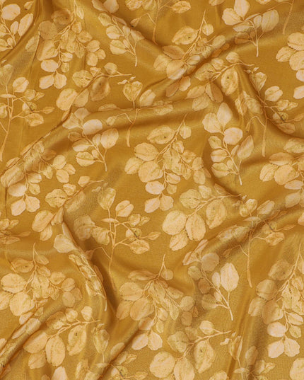 Golden Amber Organza Fabric - Embossed Leaf Motif, 110cm Width, Sumptuous Textured Sheen-D18939