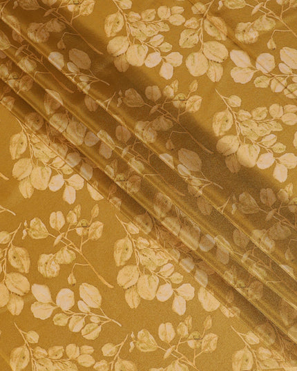 Golden Amber Organza Fabric - Embossed Leaf Motif, 110cm Width, Sumptuous Textured Sheen-D18939