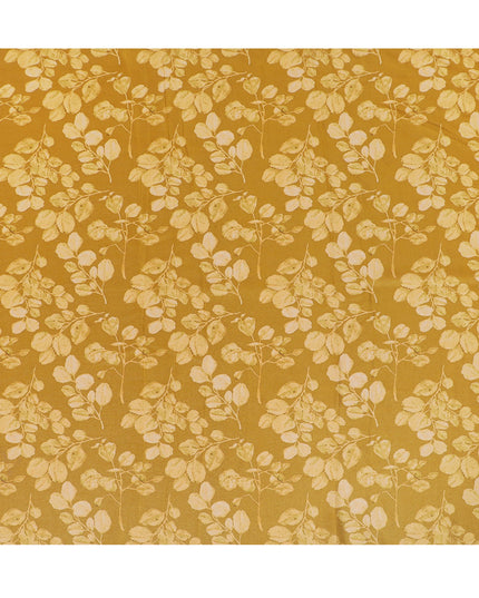 Golden Amber Organza Fabric - Embossed Leaf Motif, 110cm Width, Sumptuous Textured Sheen-D18939