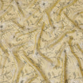 Lemon Chiffon Organza Fabric - Vintage Floral Ink Sketch, 110cm Width, Light-Reflecting Sheer Quality-D18941