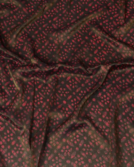 Deep Burgundy Organza Fabric - Crimson Speckled Dot Design, 110cm Width, Lustrous Lightweight Sheen-D18945