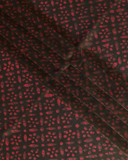 Deep Burgundy Organza Fabric - Crimson Speckled Dot Design, 110cm Width, Lustrous Lightweight Sheen-D18945