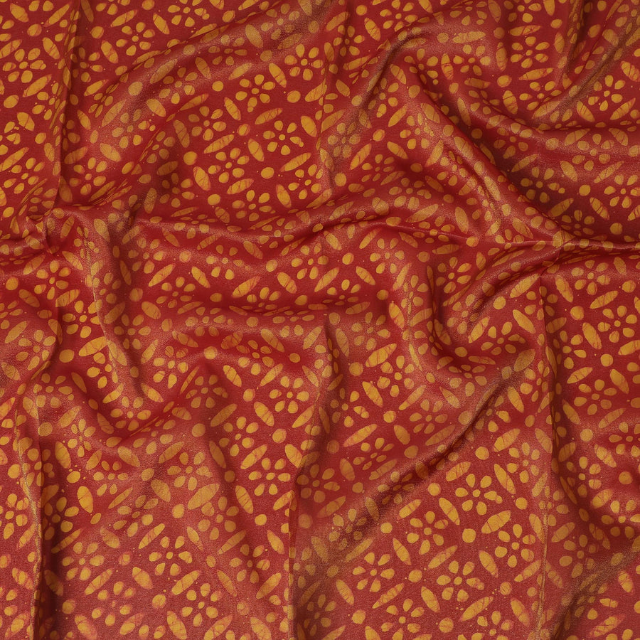 قماش الأورجانزا اليوسفي النابض بالحياة - طباعة تجريدية منقطة ذهبية، عرض 110 سم، نسيج خفيف لامع -D18946