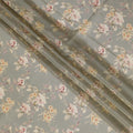 Misty Olive Organza Fabric - Romantic Blush Floral Print, 110cm Width, Sheer Luxe Drapery-D18949