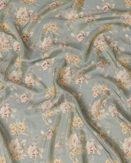 Ethereal Seafoam Organza Fabric - Delicate Blush Florals, 110cm Width, Whisper-Light Elegance-D18950 Regal Fabrics