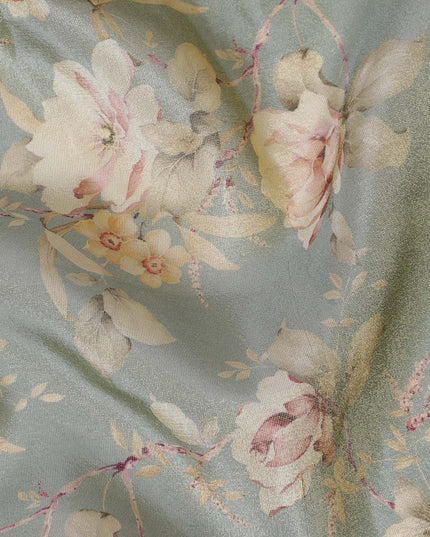 Ethereal Seafoam Organza Fabric - Delicate Blush Florals, 110cm Width, Whisper-Light Elegance-D18950 Regal Fabrics
