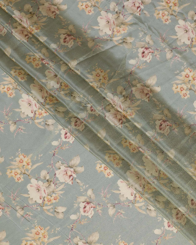 Ethereal Seafoam Organza Fabric - Delicate Blush Florals, 110cm Width, Whisper-Light Elegance-D18950 Regal Fabrics