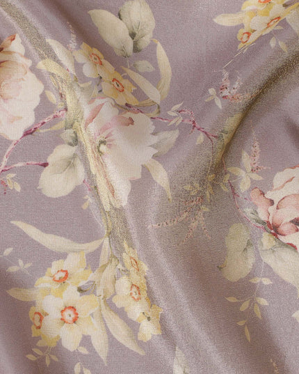 Lavender Blush Organza Fabric - Enchanted Floral Whisper, 110cm Width, Sheer Poetic Drapery-D18951