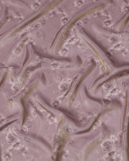 Vintage Mauve Organza Fabric - Classic Rose Embossing, 110cm Width, Sheer Sophistication-D18952