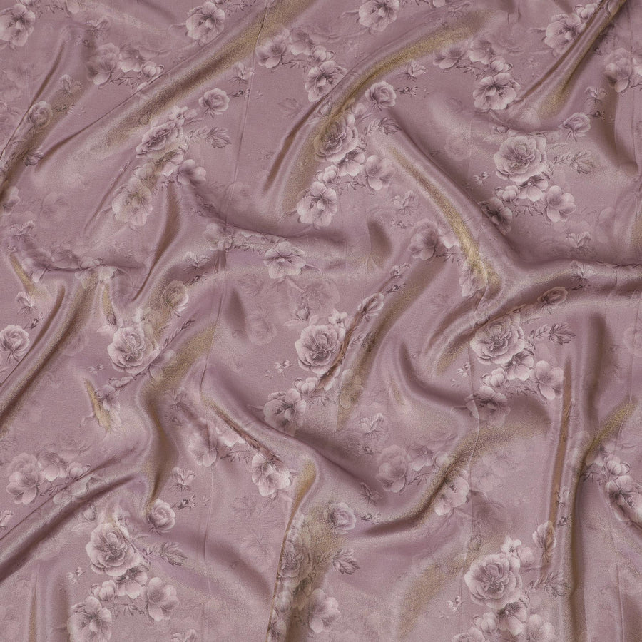 Vintage Mauve Organza Fabric - Classic Rose Embossing, 110cm Width, Sheer Sophistication-D18952
