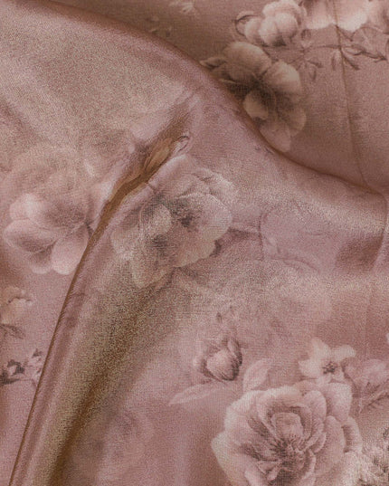 Antique Blush Organza Fabric - Textured Rose Detail, 110cm Width, Sheer Vintage Charm-D18953