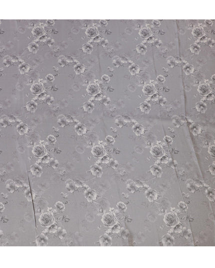 Silvery Grey Organza Fabric - Embossed Rose Elegance, 110cm Width, Timeless Sheen-D18954