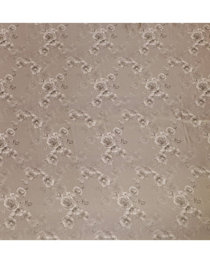 قماش أورجانزا رمادي داكن كلاسيكي - تصميم وردي ثلاثي الأبعاد، عرض 110 سم، فاخر -D18955