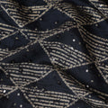 Navy Blue Blended Cotton Embroidery Fabric - Gilded Line Sequin, 110cm Width-D18958