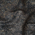 Galactic Noir Embroidered Cotton Blend Fabric - Celestial Paisley, 110cm Width-D18965