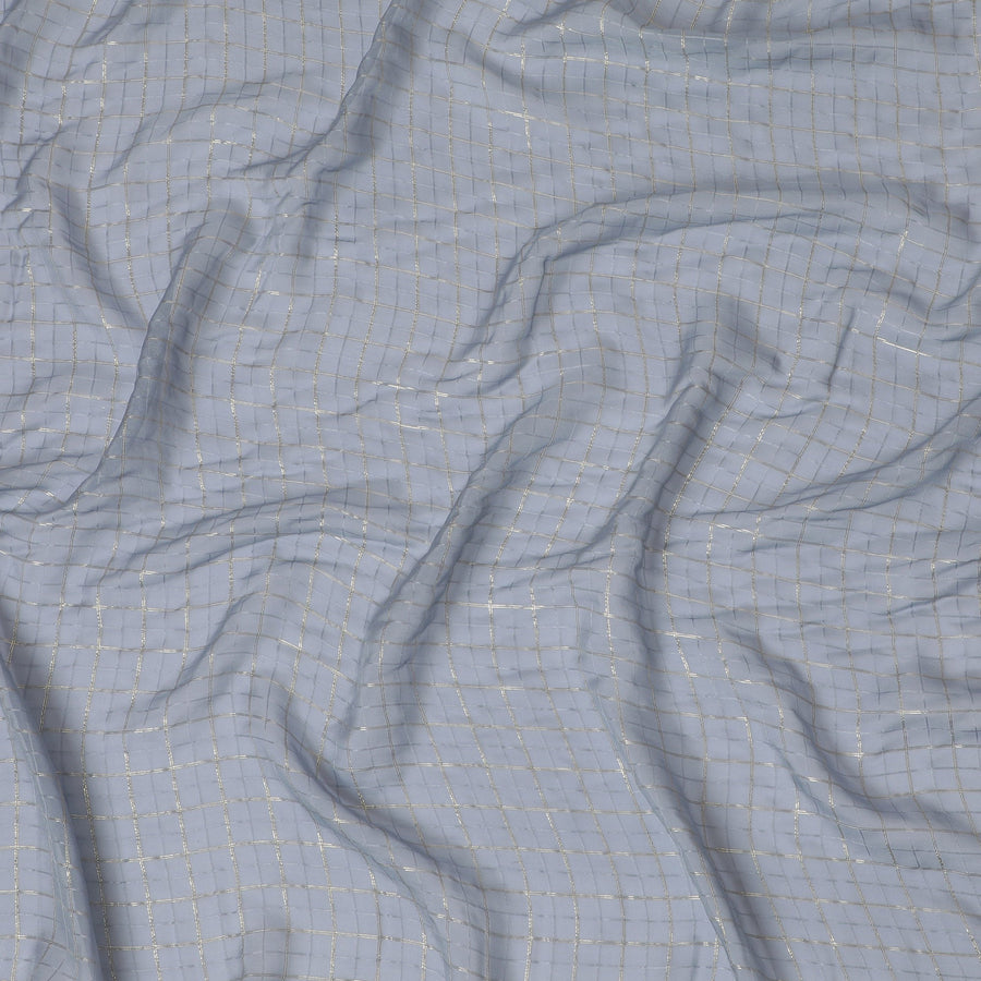 شيفون حرير أزرق سيرينيتي مع لوركس معدني – قماش فاخر خفيف للغاية-D19034