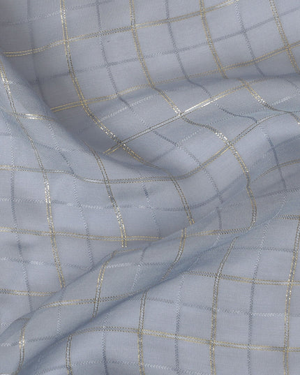 Serenity Blue Silk Chiffon with Metallic Lurex – Whisper-Light Luxury Fabric-D19034