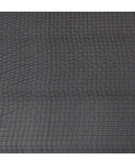 Midnight Matrix Silk Chiffon with Metallic Grid – Sheer Sophistication-D19035