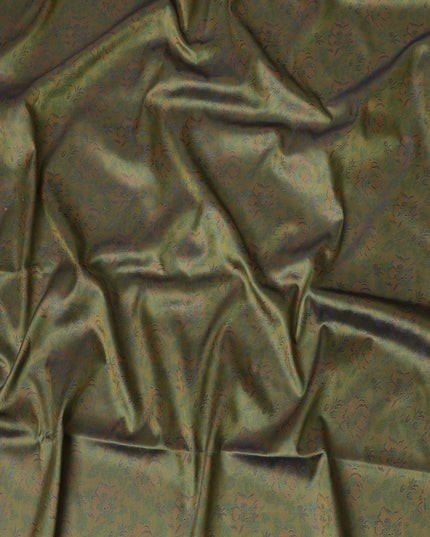 Olive Allure Brocade Fabric – Woven Essence of Vintage Luxury-D19047