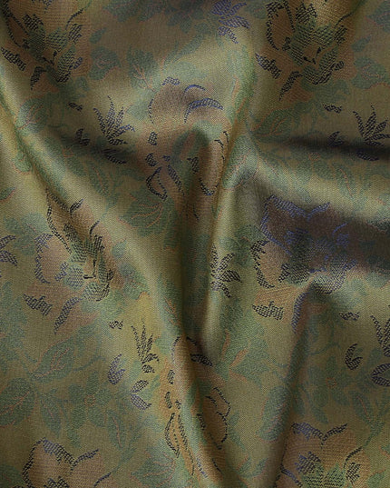 Olive Allure Brocade Fabric – Woven Essence of Vintage Luxury-D19047