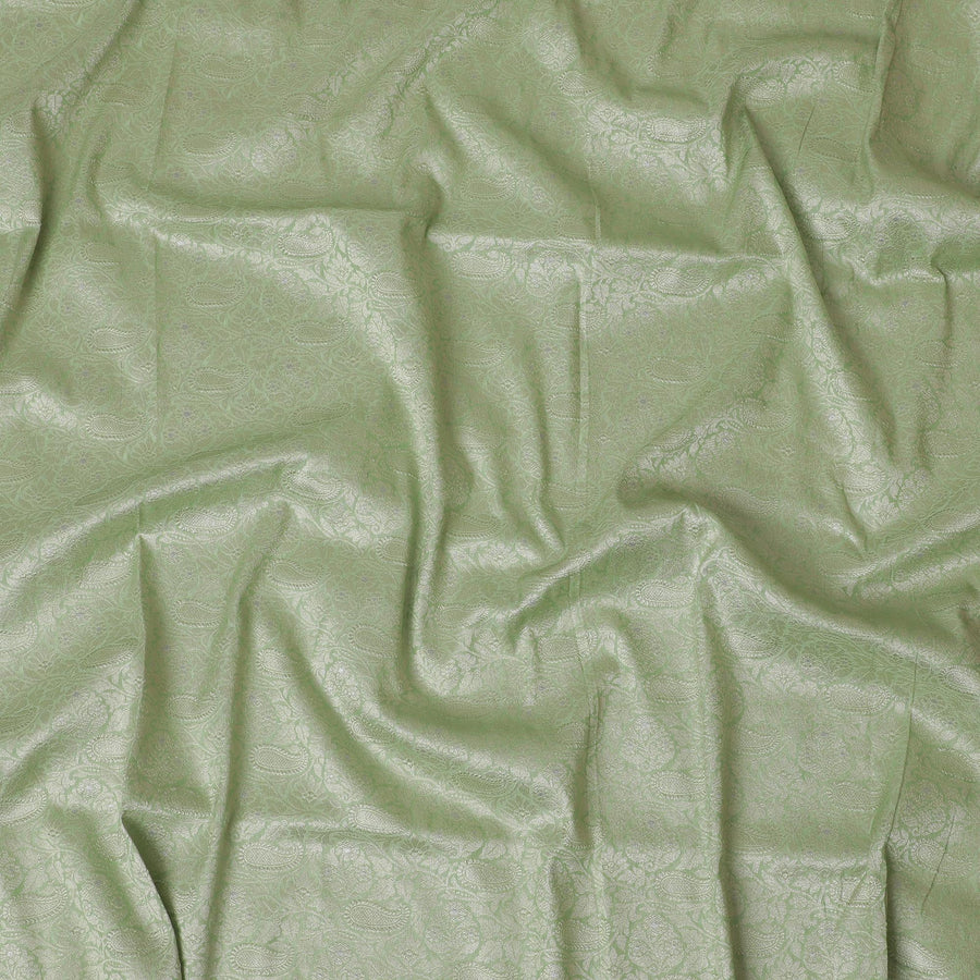 Pistachio Prestige Brocade Fabric – Delicate Patterns in Lush Hues-D19053