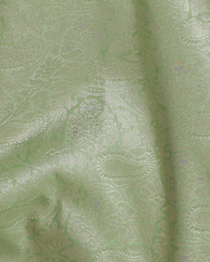 Pistachio Prestige Brocade Fabric – Delicate Patterns in Lush Hues-D19053