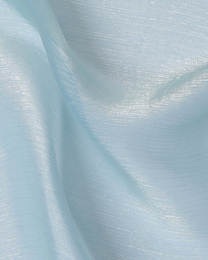 Icy Blue Metallic Synthetic Chiffon Fabric, 110 cm Wide-D19129