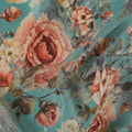 Vintage Floral Synthetic Crepe Fabric in Teal, 110 cm Wide-D19133 Regal Fabrics