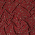 Rich Burgundy Synthetic Crepe Fabric with Golden Floral Accents, 110 cm Wide-D19136