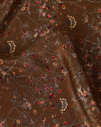 Autumn Spice Synthetic Crepe Fabric with Delicate Floral Print, 110 cm Wide-D19137