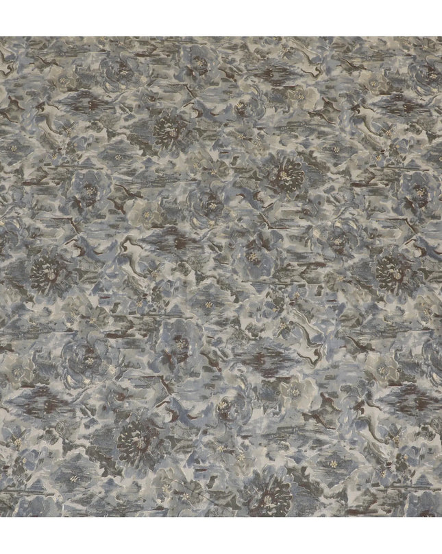 Sophisticated Grey Cotton Lawn Fabric with Silver Floral Overlay, 110 cm Wide-D19142 Regal Fabrics