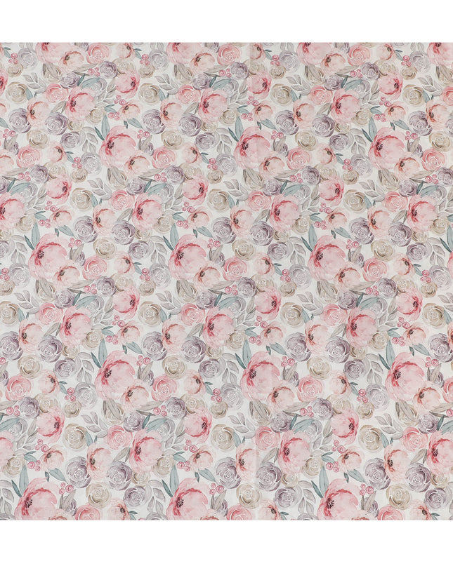 Vintage Floral Blended Cotton Lawn Fabric - 140 Cm Width, Soft and Lightweight, Ideal for Spring and Summer Apparel-D19155