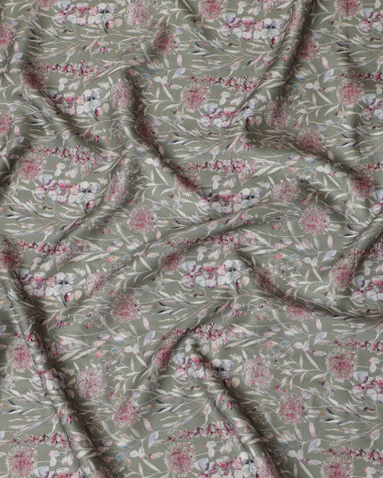 Botanical Print Blended Cotton Lawn Fabric - 140 Cm Width, Soft and Airy, Ideal for Elegant Spring and Summer Wear-D19157