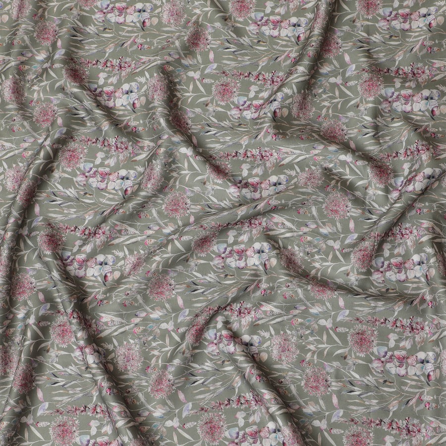 Botanical Print Blended Cotton Lawn Fabric - 140 Cm Width, Soft and Airy, Ideal for Elegant Spring and Summer Wear-D19157