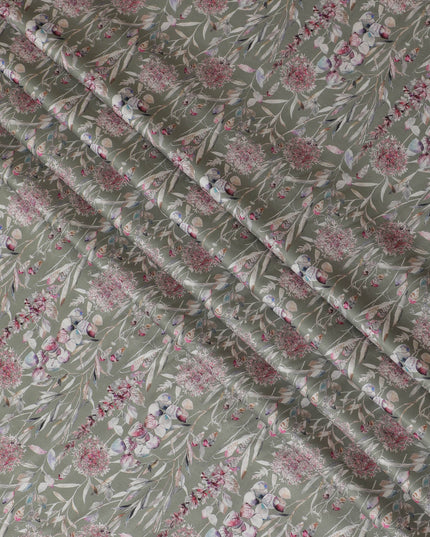 Botanical Print Blended Cotton Lawn Fabric - 140 Cm Width, Soft and Airy, Ideal for Elegant Spring and Summer Wear-D19157