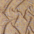 Elegant Blended Cotton Lawn Fabric - Mustard Yellow with Pink Floral Pattern, 140 cms Width-D19158 Regal Fabrics